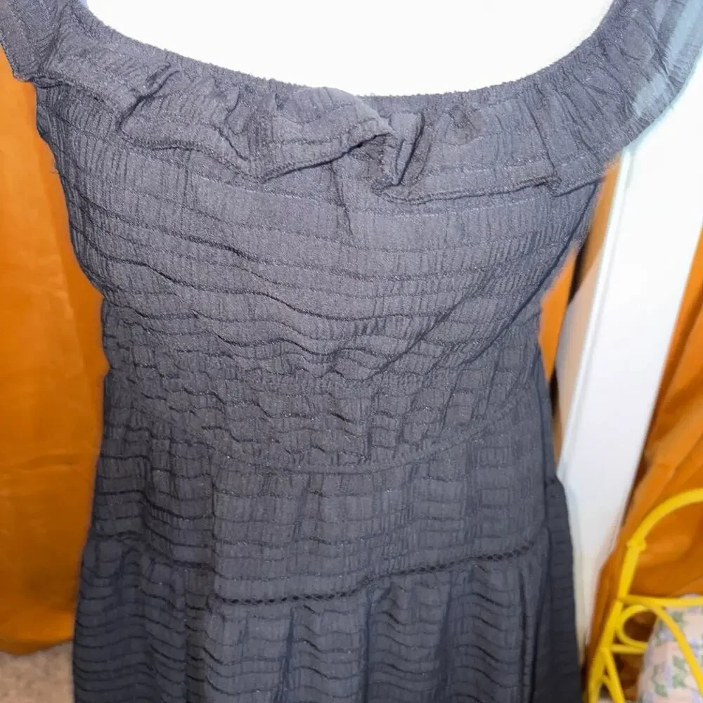 Wild Fable Black Ruffle Smocked Mini Dress Tiered Skater Dress
